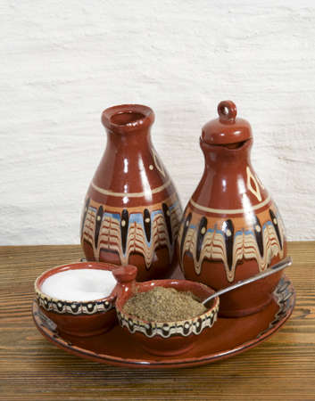 Bottles for balsamic vinegar and olive oilの写真素材