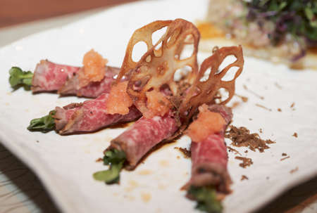 Asian meat rolls (expensive Kobe marbled beef)の写真素材