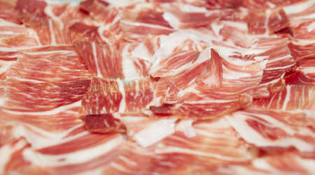 Sliced jamon - spanish cured pork ham. Shallow focusの写真素材