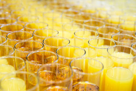 Great number of soft drinks ready for a banquetの写真素材