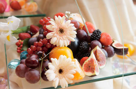 Fruits on banquet table shot during catering eventの写真素材