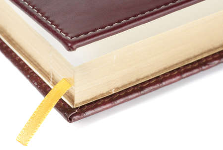 Daily planner close-up, focus on bookmarkの写真素材