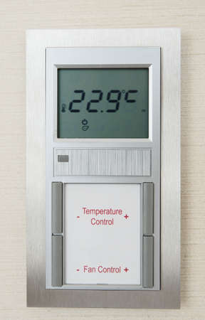 Modern air conditioning control unit in hotel roomの写真素材