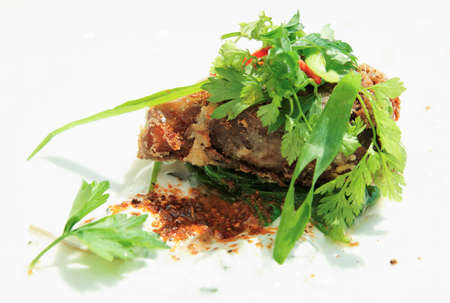 Lamb meat cooked in asian style, close-up shotの写真素材