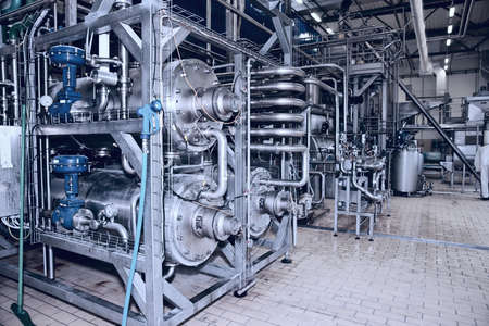 Real fruit processing plant shot in the operation, complex blue tonedの写真素材