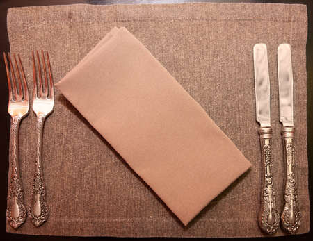 Table arrangement in expensive restaurant の写真素材