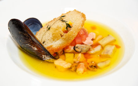 Fish soup cooked in mediterranean style