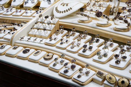 Garnet jewelry shop window displayの写真素材