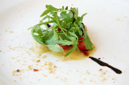 Small tasting portion of a salad, close-upの写真素材