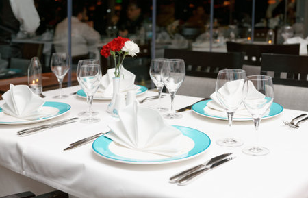 Table arrangement in an expensive fish restaurant