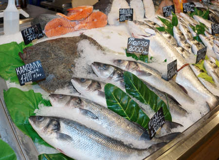 Choice of fish on market displayの写真素材
