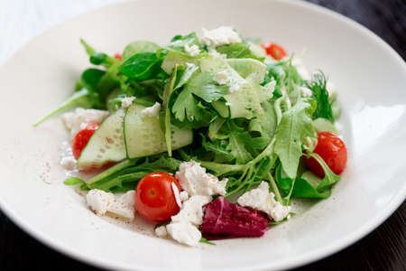 Vegetable appetizer in porcelain plateの写真素材