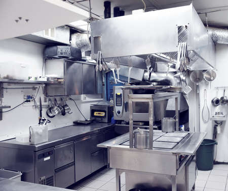 Typical kitchen of a restaurant, tonedの写真素材