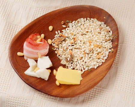 Risotto ingredients on table, shallow focusの写真素材