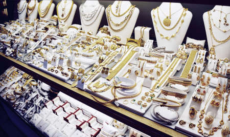 Jewelry market display, toned imageの写真素材