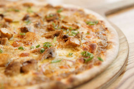 Pizza with porcini mushrooms, close-upの写真素材