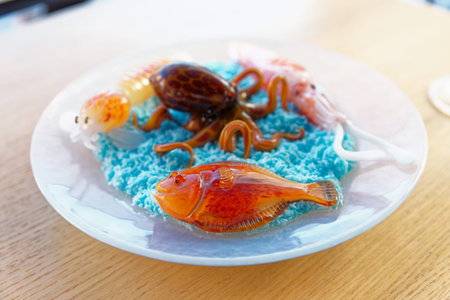 Glass seafood used for restaurant table decoration