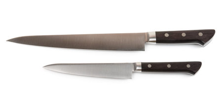 Long and short knives isolated on white background