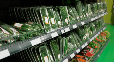 Dill, leek and parsley on food store display