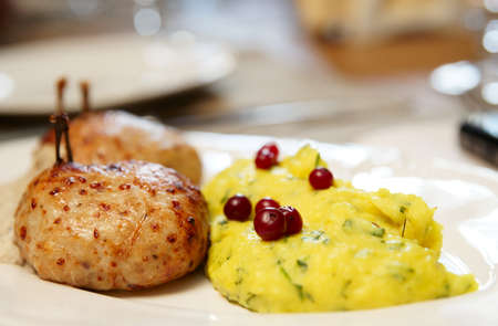 Schnitzels with potato mashの写真素材