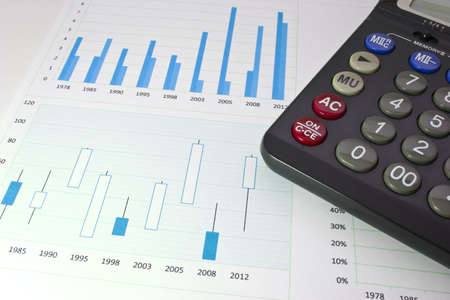 Calculator and chart の写真素材