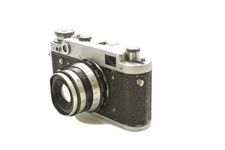 Old camera isolated on white background