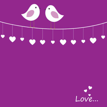Vector holiday illustration on theme of Valentine's day in love birds. Can be used as a postcard, there is empty space for text, photosのイラスト素材