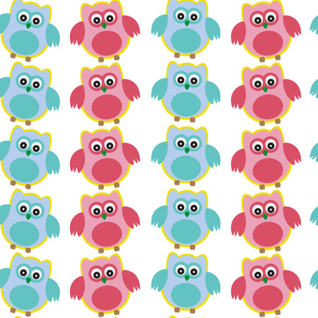 Vector seamless texture with owls. Made in the nursery.のイラスト素材