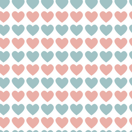 Vector seamless pattern of hearts on white background