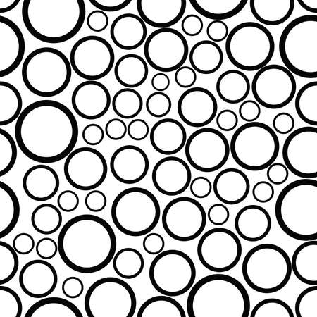 Vector seamless abstract texture with circles of different sizes black and white on a white backgroundのイラスト素材