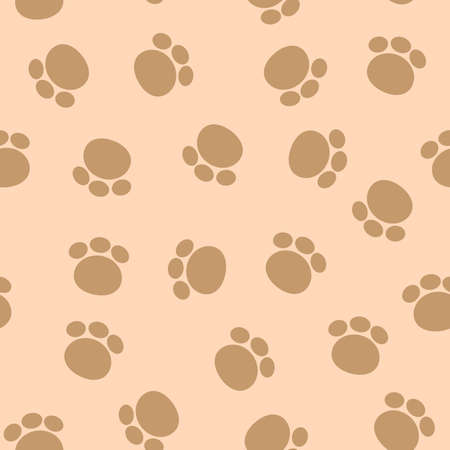Vector seamless texture of paw tracks on a brown backgroundのイラスト素材