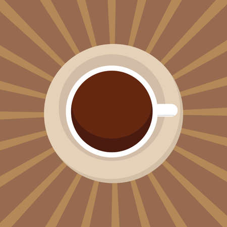 Flat vector illustration of coffee mugs in the background from rays with brown shadesのイラスト素材