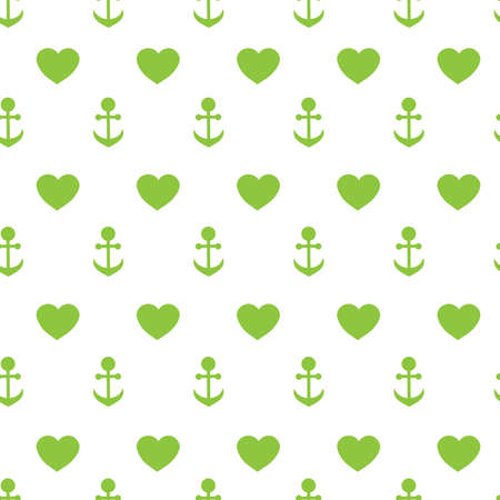 Vector seamless texture of anchors and hearts on a white backgroundのイラスト素材