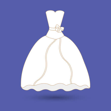 Vector Wedding dress white on a blue backgroundのイラスト素材