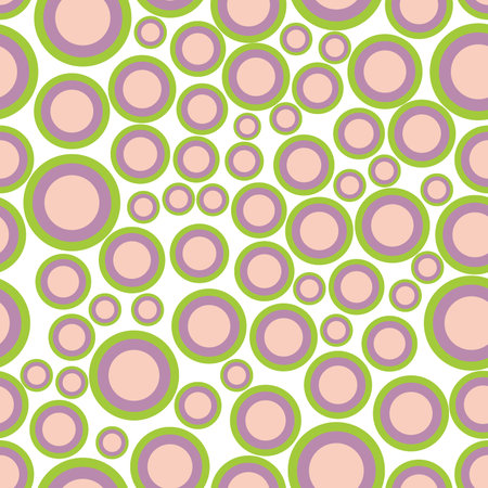 Vector seamless abstract texture with circles of different sizes and colors on a white background