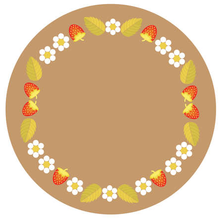Vector illustration. Frame in folk style khokhloma for decoration of dishes, cardboard traysのイラスト素材