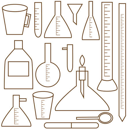 Vector set of equipment for the chemical laboratory on a white backgroundのイラスト素材