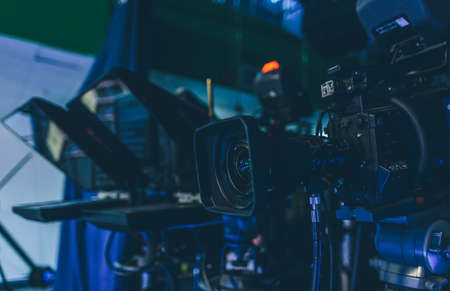 television camera ready to work in the studio closeupの写真素材