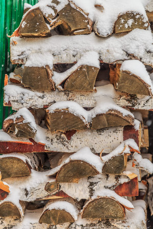 old wooden background in the street in winter