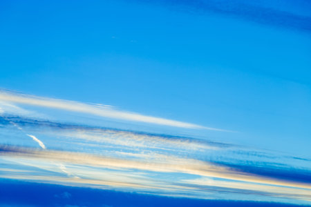 horizontal clouds on a blue evening sky