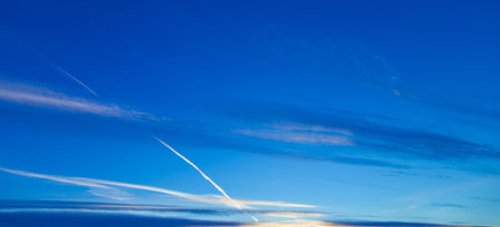 horizontal clouds on a blue evening sky