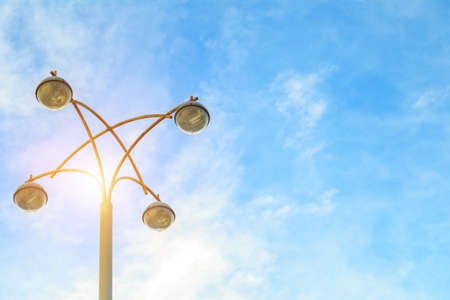 street lamps on background of blue skyの写真素材