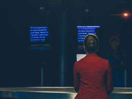 TV presenter preparing to live streaming videoの写真素材