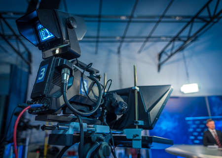 Record the main newsroom newscast in the eveningの写真素材