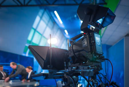 Record the main newsroom newscast in the eveningの写真素材