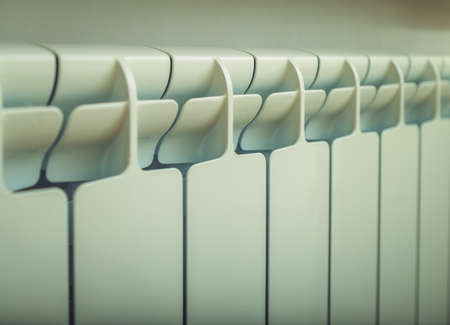 hot water pipe and radiator close upの写真素材