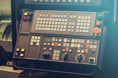 close-up of the robot control panel at the exhibitionの写真素材