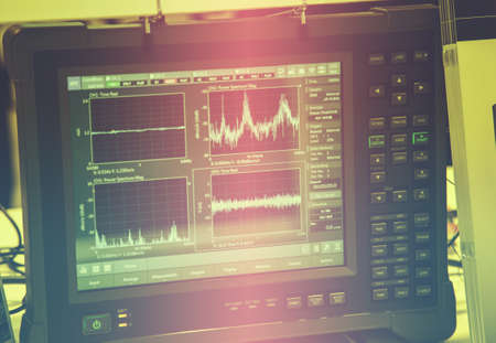 close-up of the robot control panel at the exhibitionの写真素材