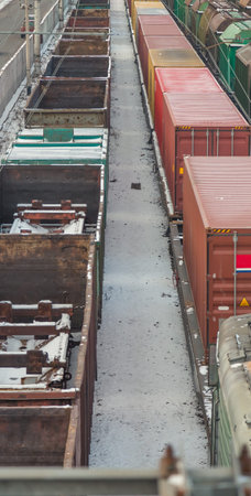 Freight wagons at the station in Russia