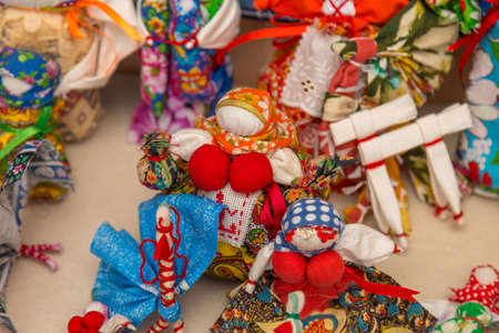 front view traditional Russian doll close upの写真素材